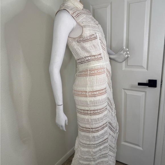 Cinq A Sept Elegant Cream and Brown Women's Dress Size 8. - Picture 3 of 16